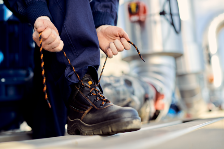 unrecognizable-manual-worker-typing-shoelace-construction-site